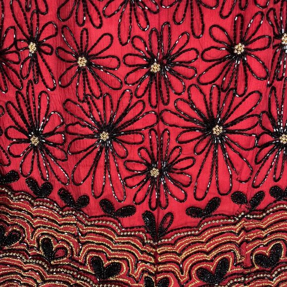 Papell Boutique Halter Top Women’s Size L Red Silk Dark Fairy Romantic Goth Vamp - Picture 15 of 16